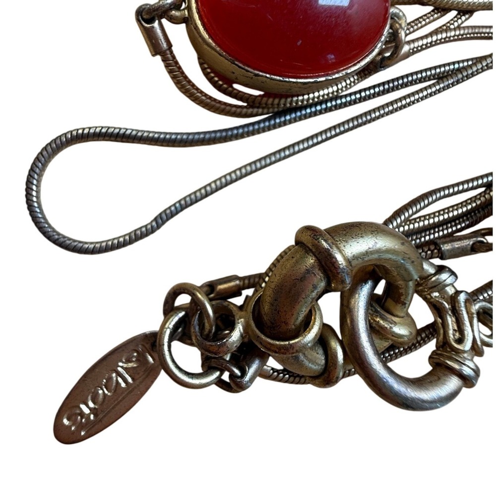 Boho Classic Statement Multi-Strand Red Gold Necklace Talbots - Picture 4 of 9